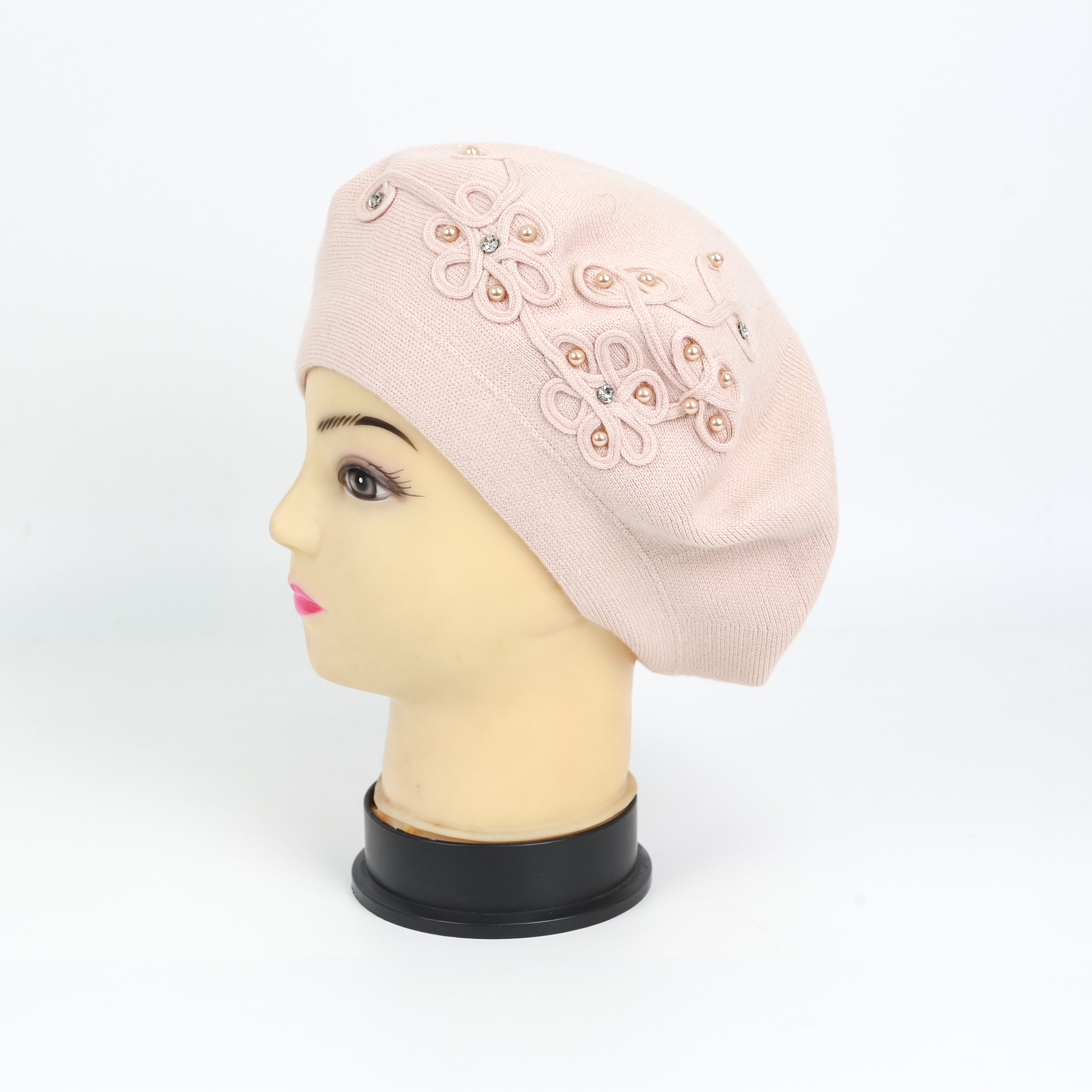 Woolen Hat Children's Autumn/Winter Korean Version Of Fashionable Cashmere Hat Casual All-In-One Warm Knit Hand-Embroidered Beret Lady details Picture