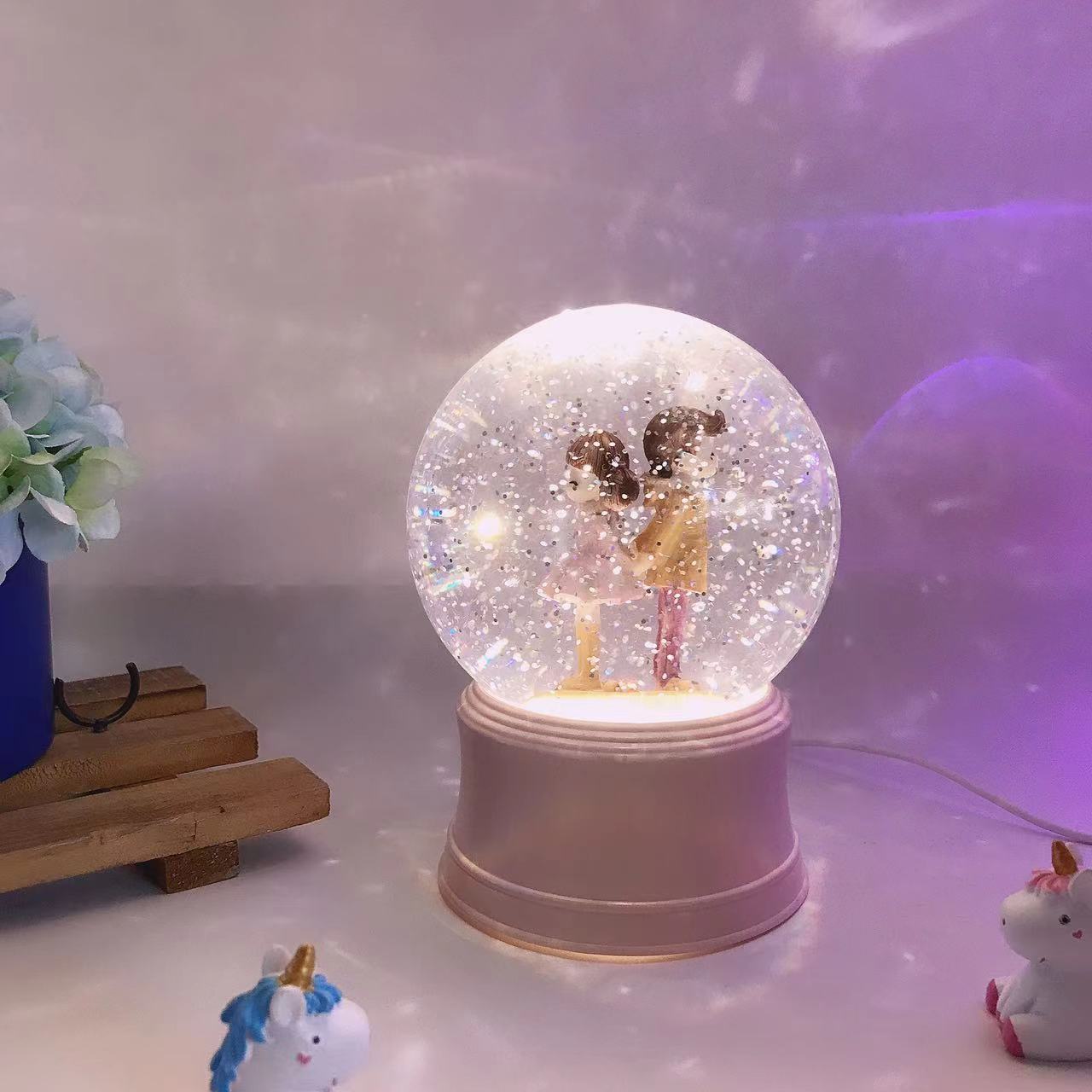 No. 120 acrylic anti-fall crystal ball automatic snow birthday gift to students music box thumbnail
