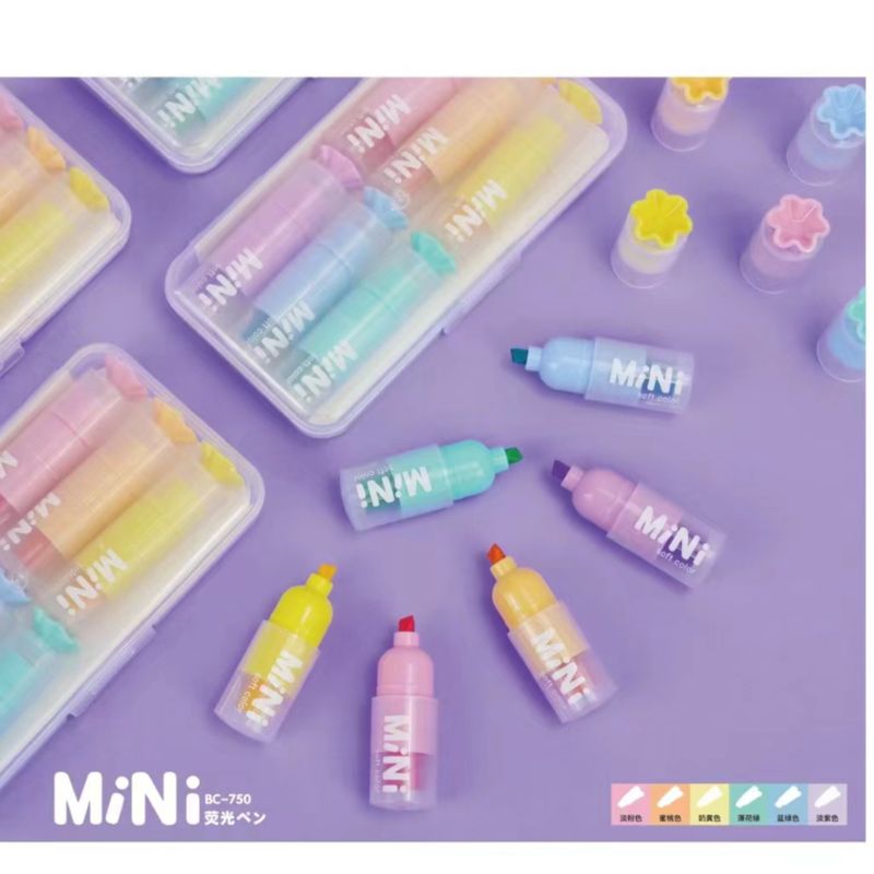 Student 750 Candy-shaped highlighter DIY 6-color graffiti painting macaron planner pen Line marking pen details Picture