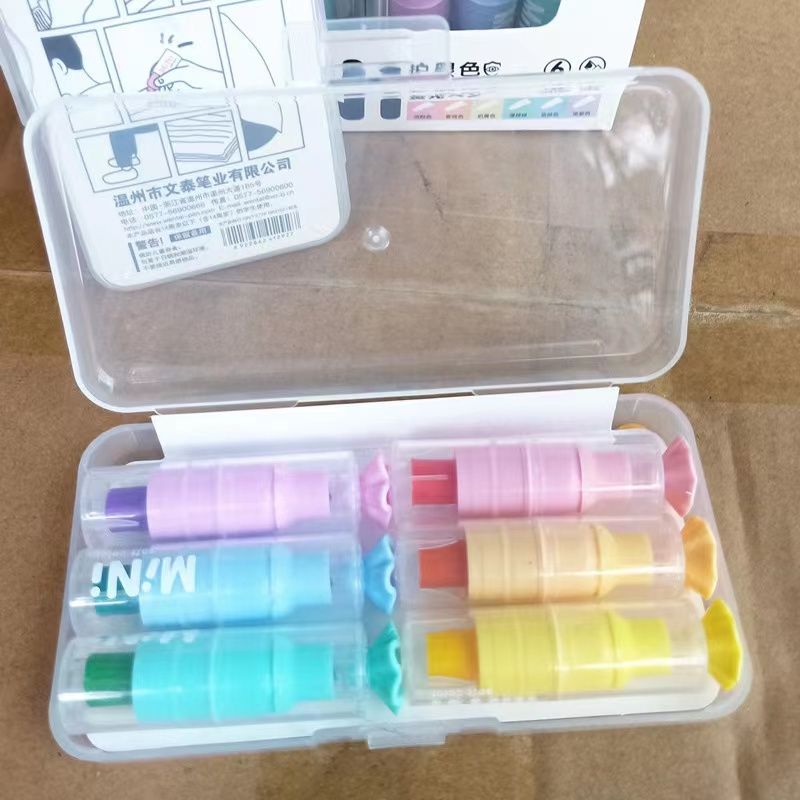 Student 750 Candy-shaped highlighter DIY 6-color graffiti painting macaron planner pen Line marking pen Application Scenario