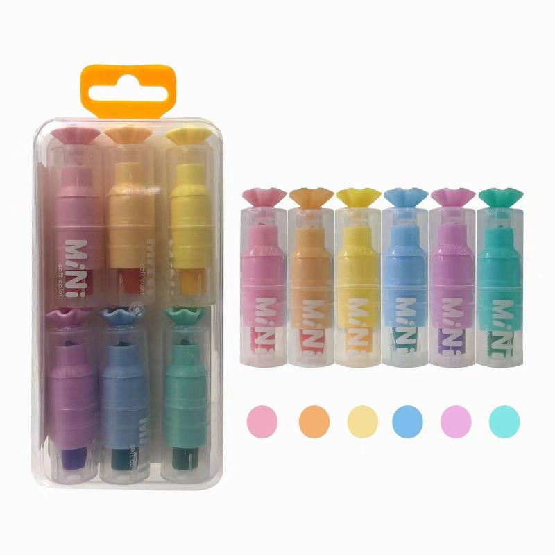 Student 750 Candy-shaped highlighter DIY 6-color graffiti painting macaron planner pen Line marking pen pic 4