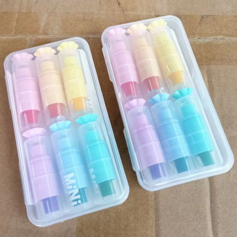 Student 750 Candy-shaped highlighter DIY 6-color graffiti painting macaron planner pen Line marking pen pic 1