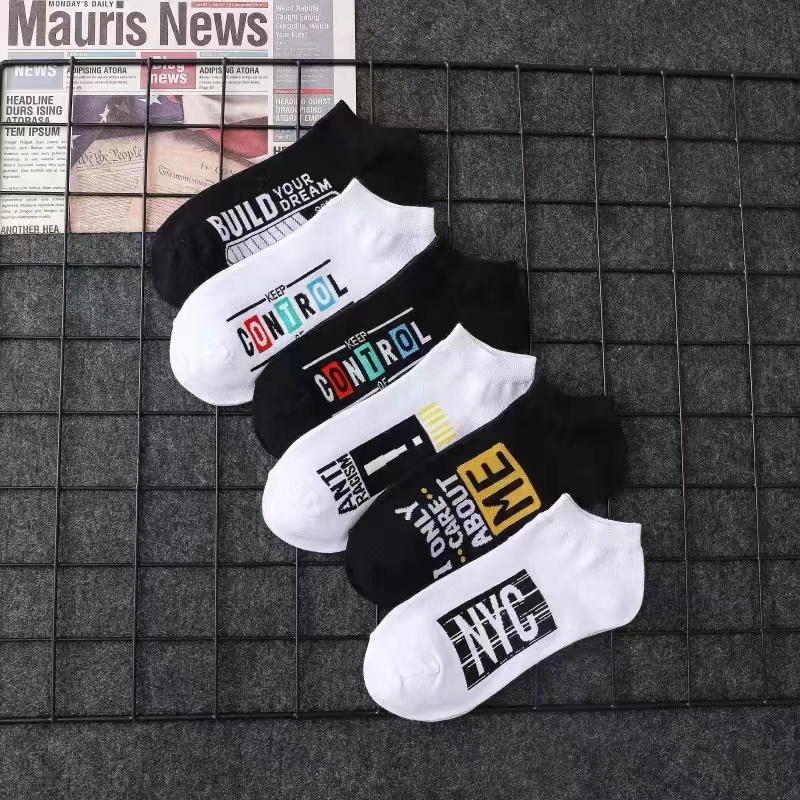 2023 New 23 Summer New Spring And Summer Thin Socks Men's Boat Socks Low Top Shallow Mouth Tide Brand Letter Suction Sweat Breath Short Tube Sports Invisible Socks Women Item Picture