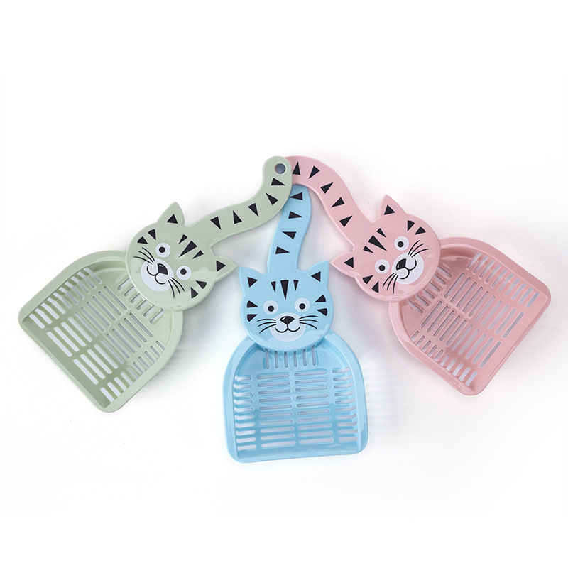New cat litter shovel made of pp material, thickened curved handle, cat toilet, cat litter box cleaning tool, cat feces shovel, cat supplies