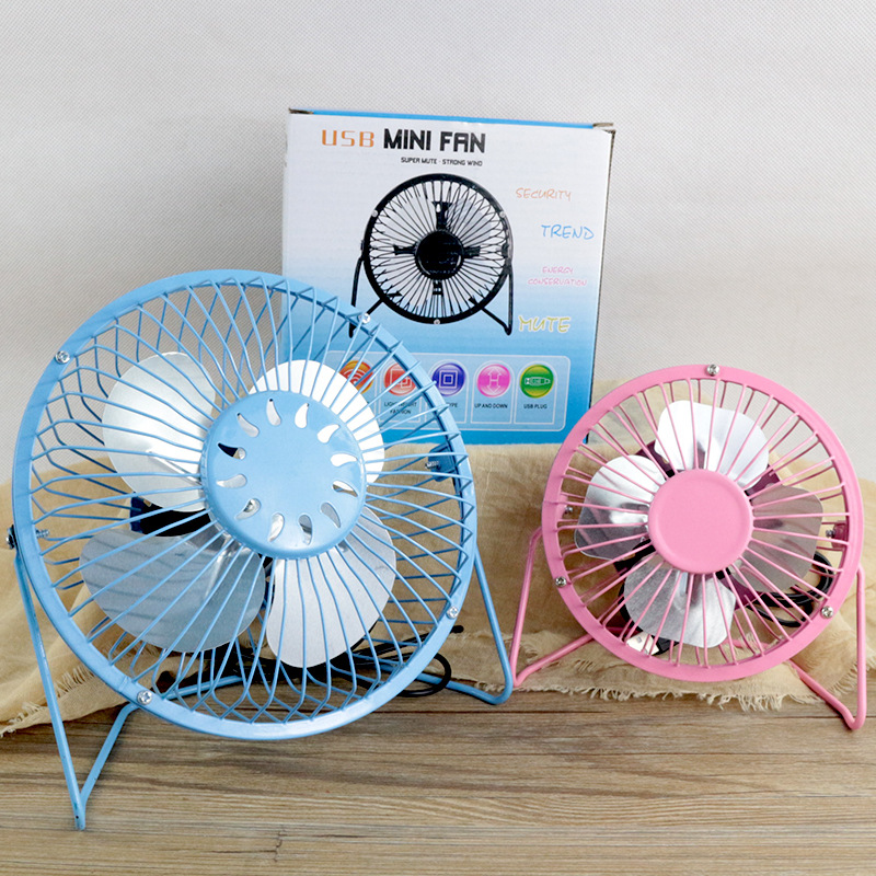 4 "/6" USB Mini fan Office mute desktop fan Metal fan Printed iron fan