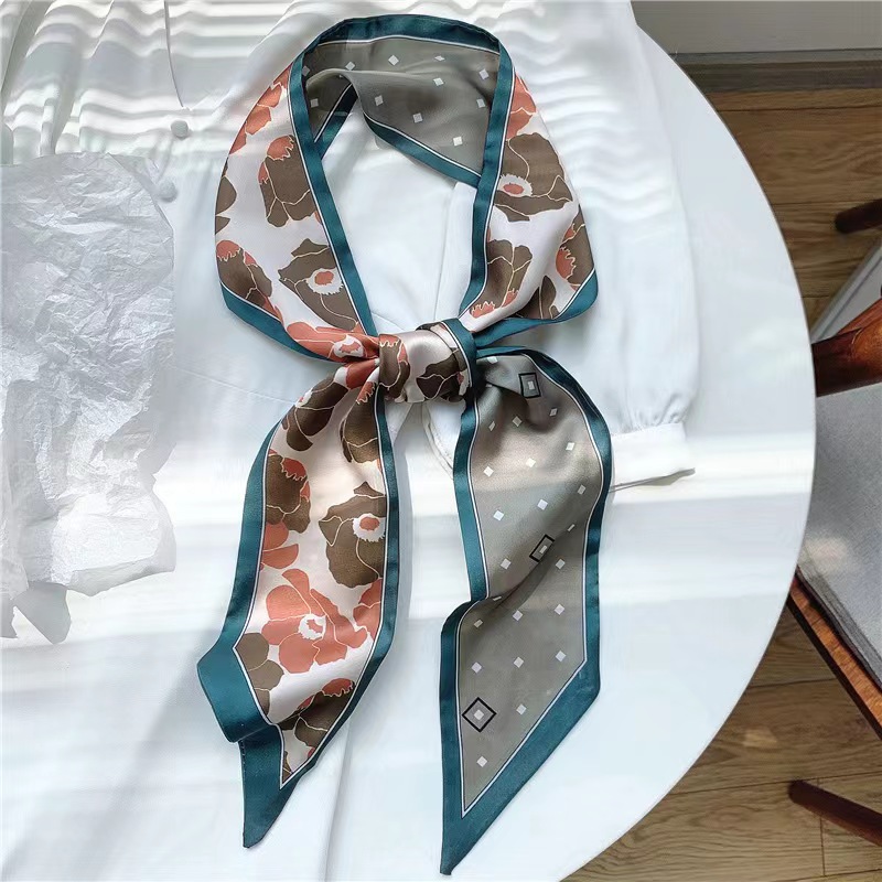 FLY1851 Silk scarf women Spring and autumn small long western fashion lazy woman Korea all decorative scarf scarf with suit tie bag