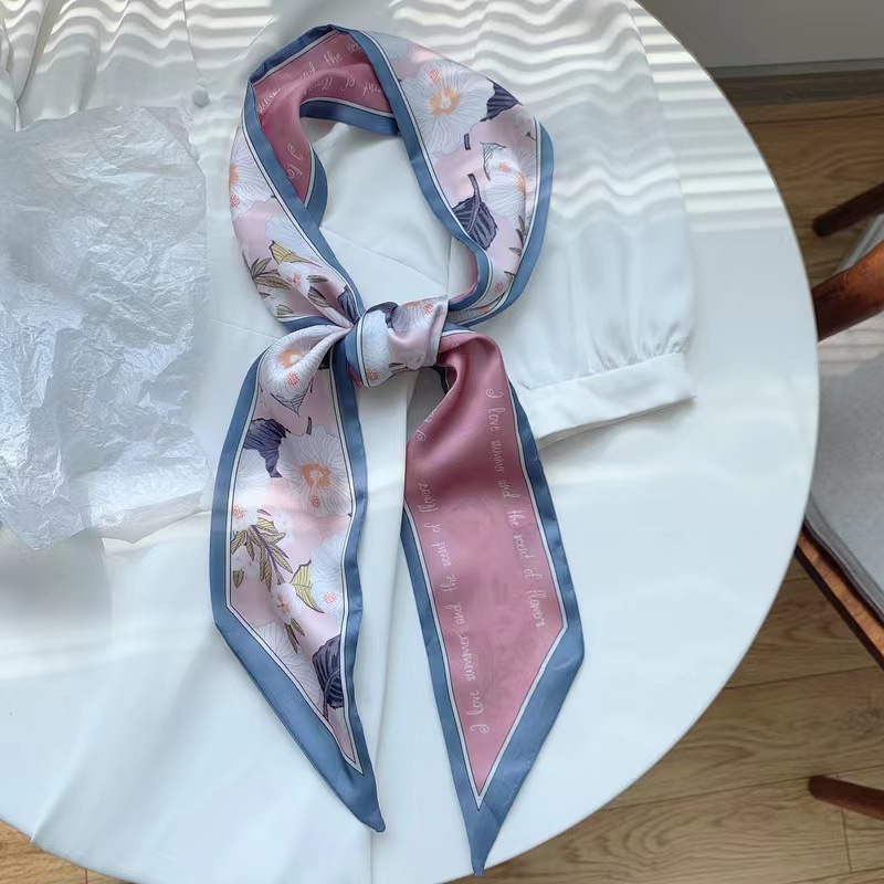 FLY1846 Silk scarf women Spring and autumn small long western fashion lazy woman Korea all decorative scarf scarf with suit tie bag