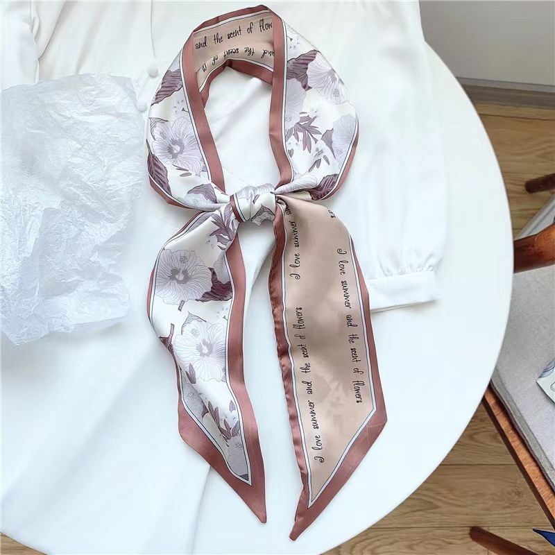FLY322 Silk scarf women Spring and autumn small long strip fashion lazy woman Korea all decorative scarf scarf with suit tie bag