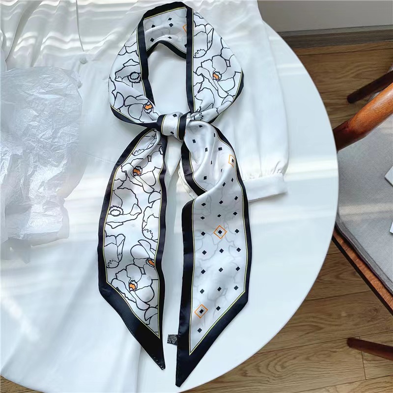 FLY1848 Silk scarf women Spring and autumn small long strip fashion lazy woman Korea all decorative scarf scarf with suit tie bag