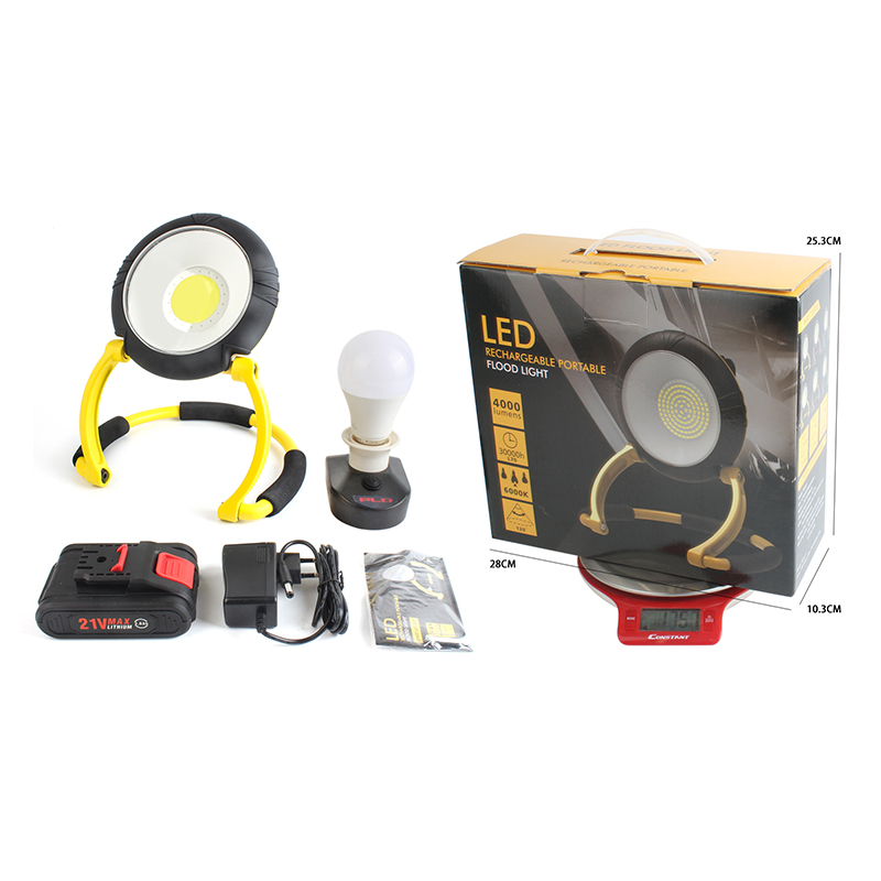 The new work light COB rechargeable portable hand-held floodlight, foldable searchlight, car emergency light and camping light Specification image