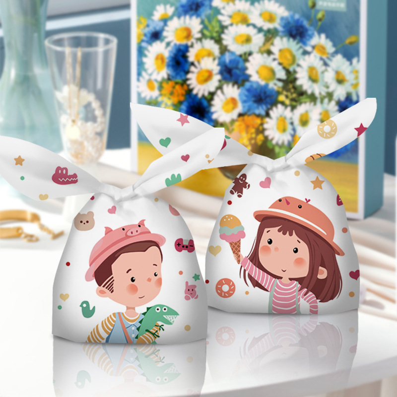 New Children's Rabbit Ears Snack Bag Candy Cookie Bag Baking Packaging Boy And Girl Gift Bag 50