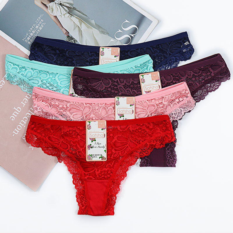 Satsha Wholesale Sexy Ladies Bikini Panties Sexy Transparent Lace Thongs thumbnail