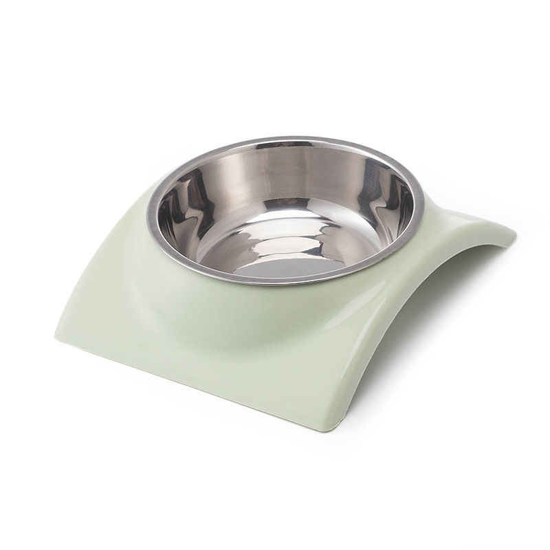 瓦片型宠物碗/狗碗猫碗/不锈钢宠物碗白底实物图