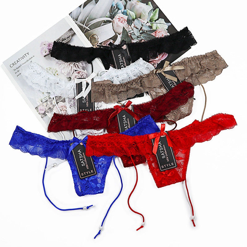 Satsha Embroidery Low-rise Lace Sexy Lace Underwear Womens Thong Panties thumbnail