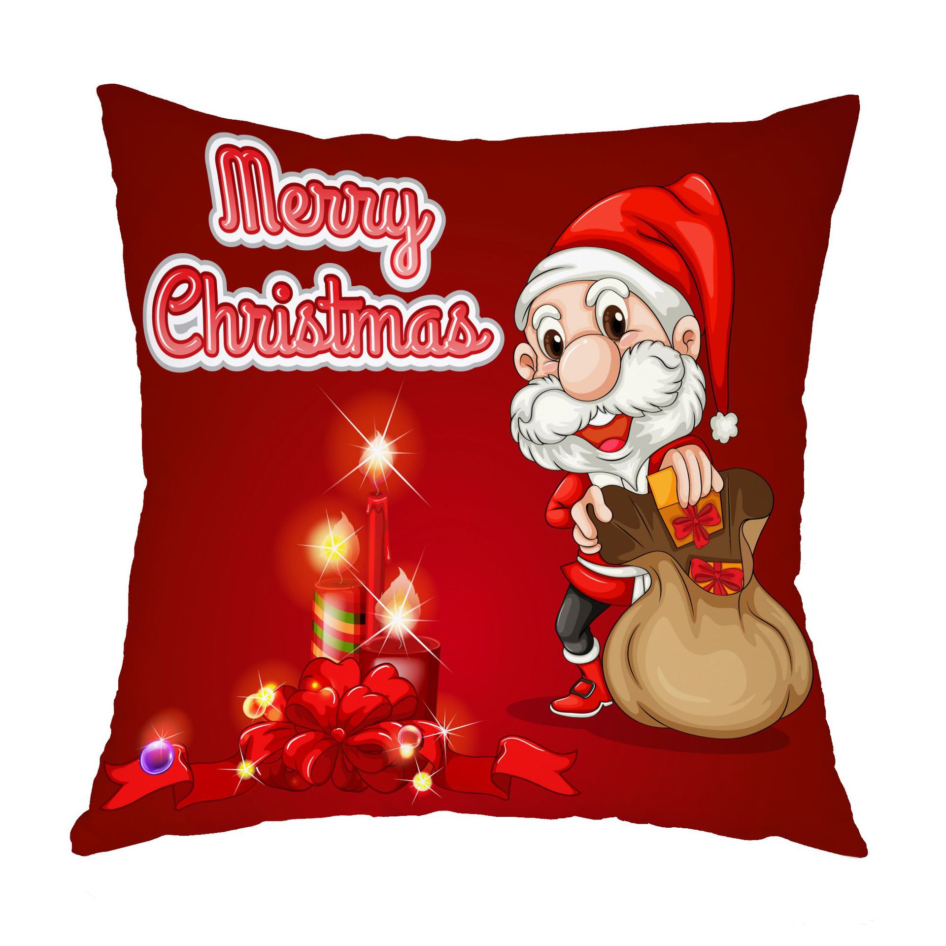超柔印花圣诞节抱枕套 圣诞老人短毛绒靠枕靠垫套喜庆圣诞礼品详情3