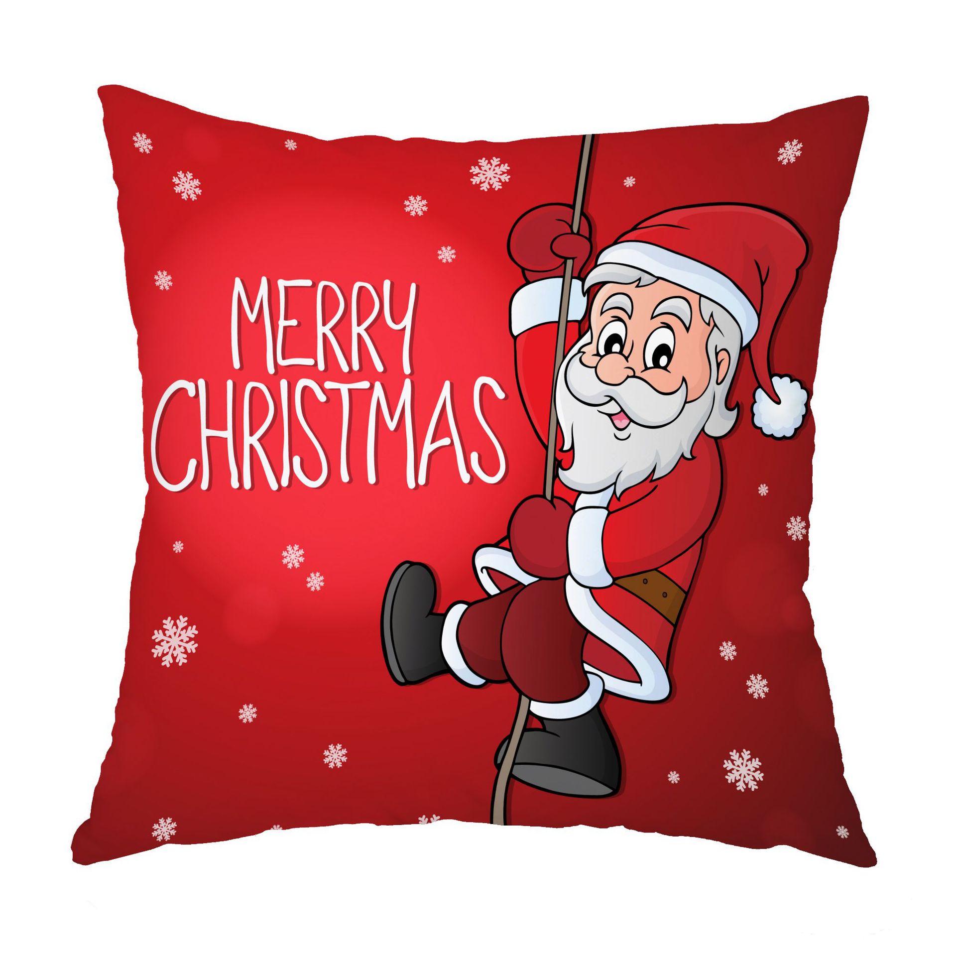 超柔印花圣诞节抱枕套 圣诞老人短毛绒靠枕靠垫套喜庆圣诞礼品详情2