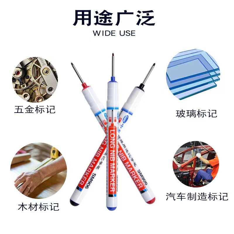 Wholesale Zhongbai long-head marker pens, woodworking marker pens, multi-purpose tile deep hole black marker pens from the manufacturer Item Picture