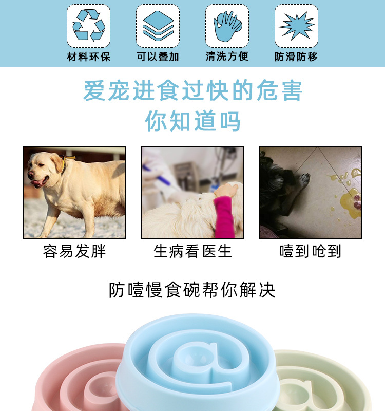新款宠物碗个性防滑防打翻狗狗舔食碗慢食缓食碗猫碗狗饭盆宠物单碗详情2