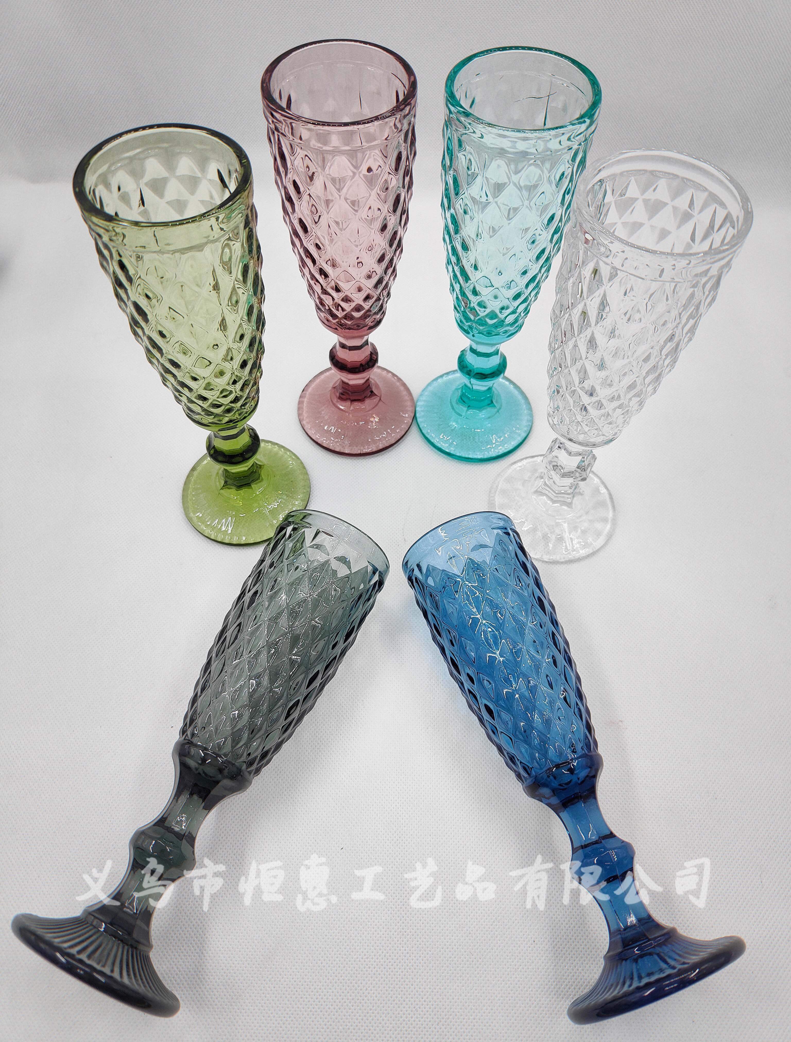 Factory Direct Sales Champagne Glasses Tall Glasses Primary Color Thickened Colored Glass Wine Glasses European Vintage Wine Glasses Specification drawing