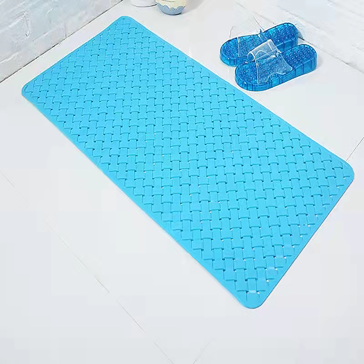 Solid Color Oblong Braided Mat Bathroom Mat Anti-Slip Wear Item Picture