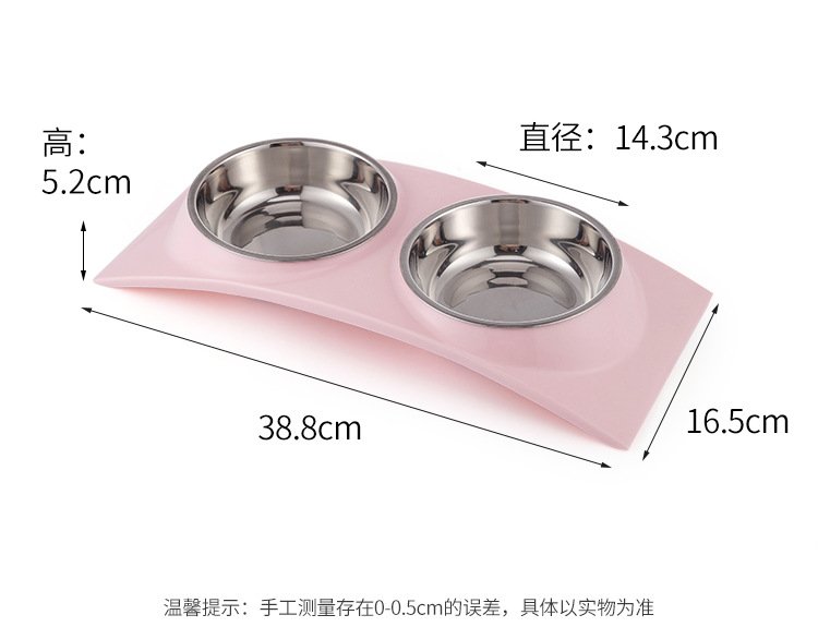 Pet stainless steel double-bowl arch bridge type anti-tipping and anti-slip drinking bowl, food bowl, universal cat food bowl, dog rice bowl, food basin, pet food utensils pic 3