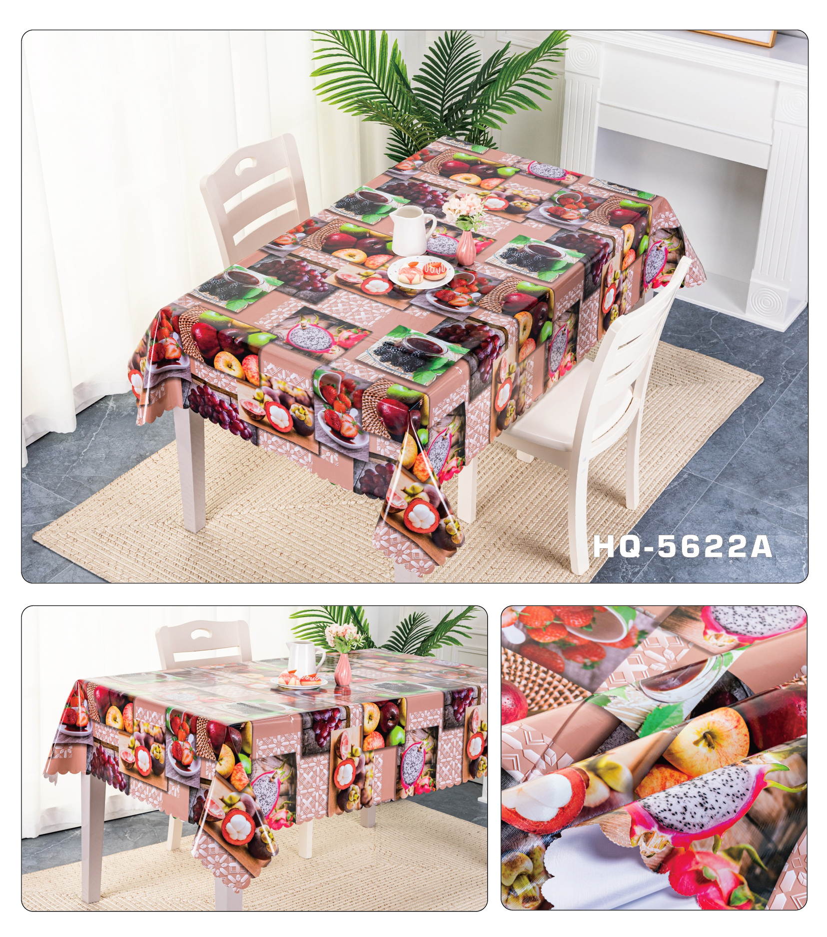 Garden style European style HD PVC printed tablecloth tablecloth high quality three paste waterproof no-wash table cloth wholesale factory direct sales full figure