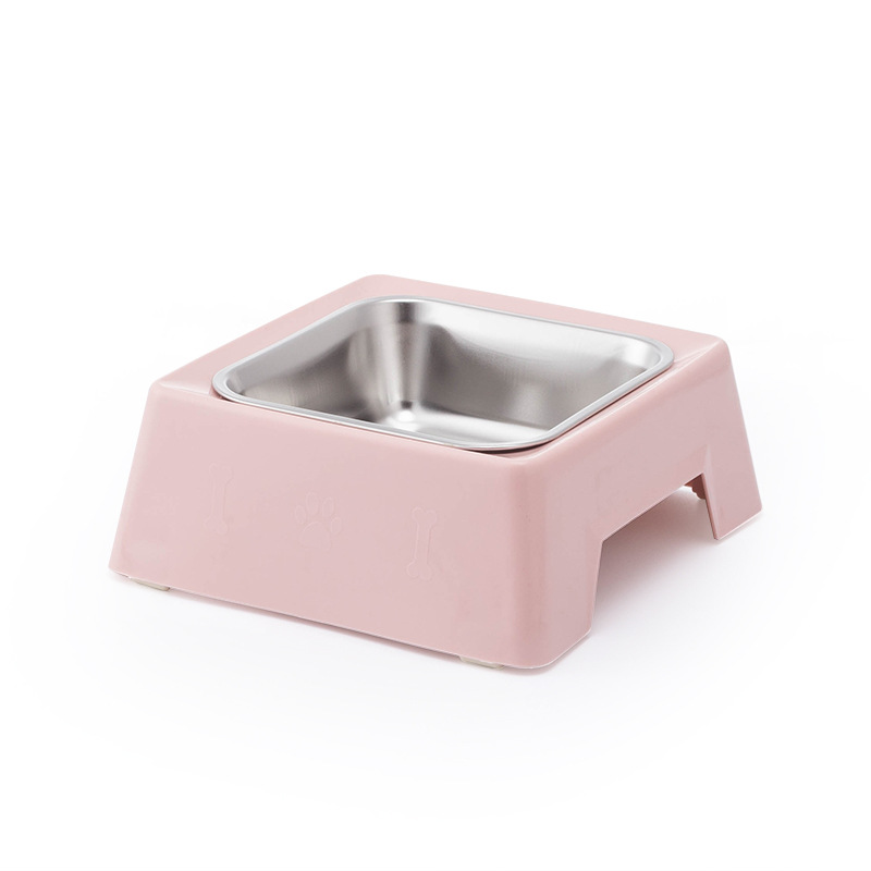 Square pet single bowl made of stainless steel pp material, resistant to biting, slip and knocks. Dog bowl, cat bowl, pet food utensils Specification image