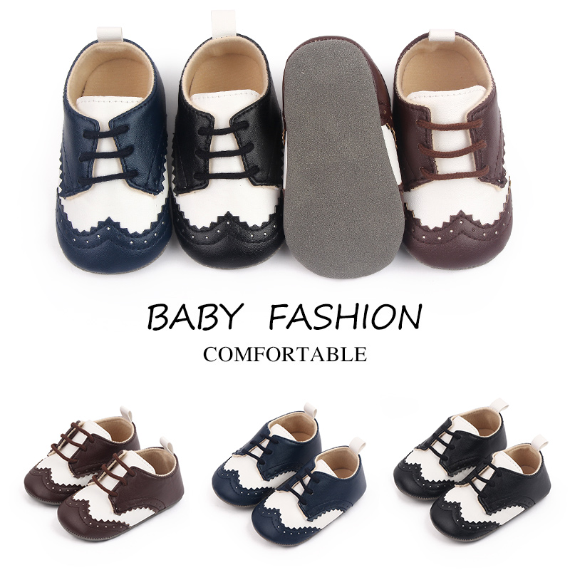Soft sole PU leather baby toddler boy shoes