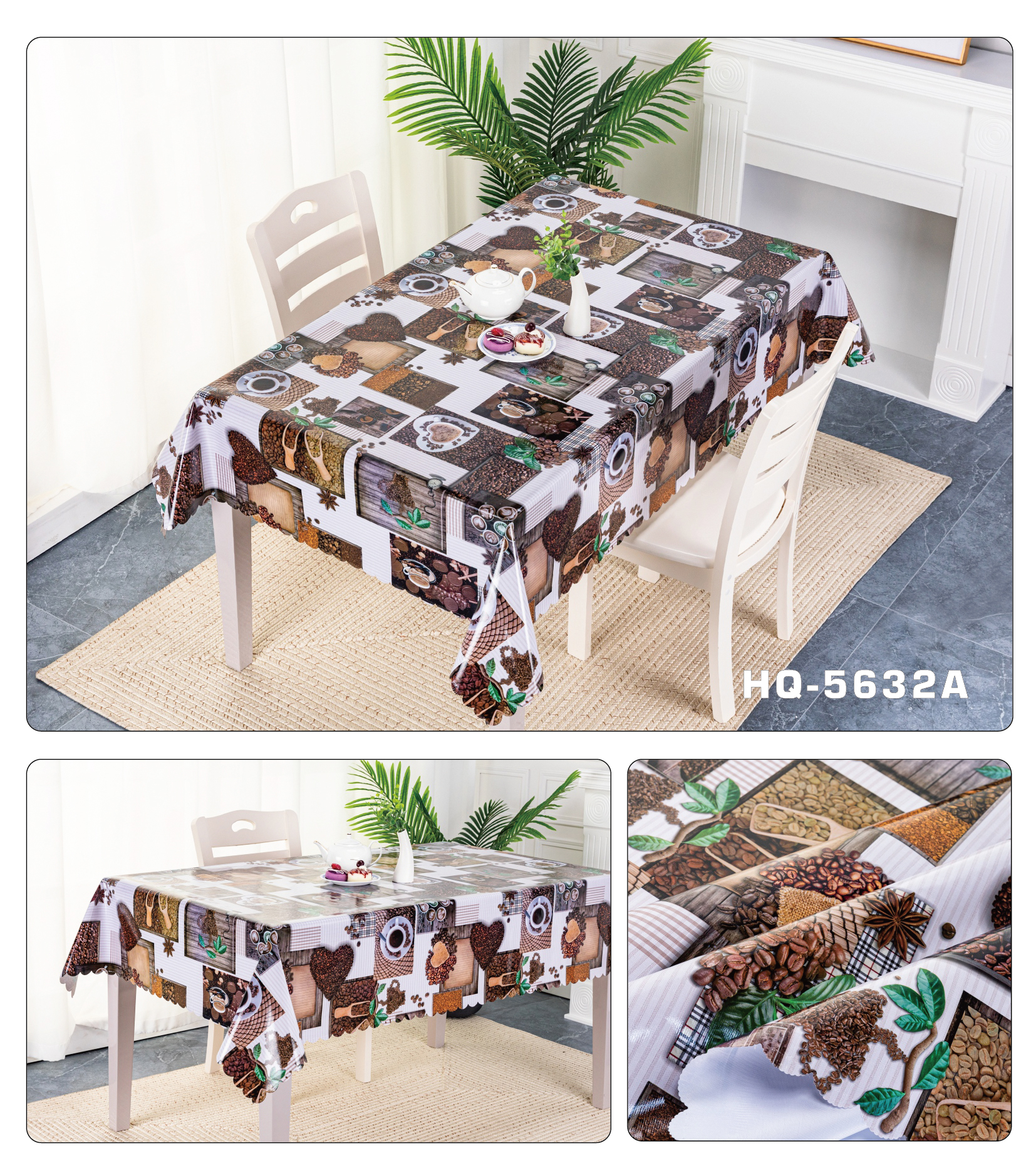 Garden style European style HD PVC printed tablecloth tablecloth high quality three paste waterproof no-wash table cloth wholesale factory direct sales Item Picture
