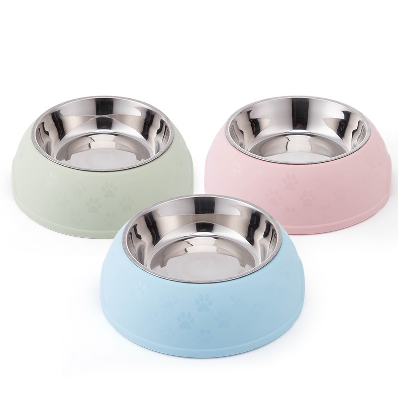 Pet single-bowl stainless steel dog bowl, cat bowl, large-capacity anti-knock and anti-slip dog food bowl, rice bowl, round pet bowl details Picture