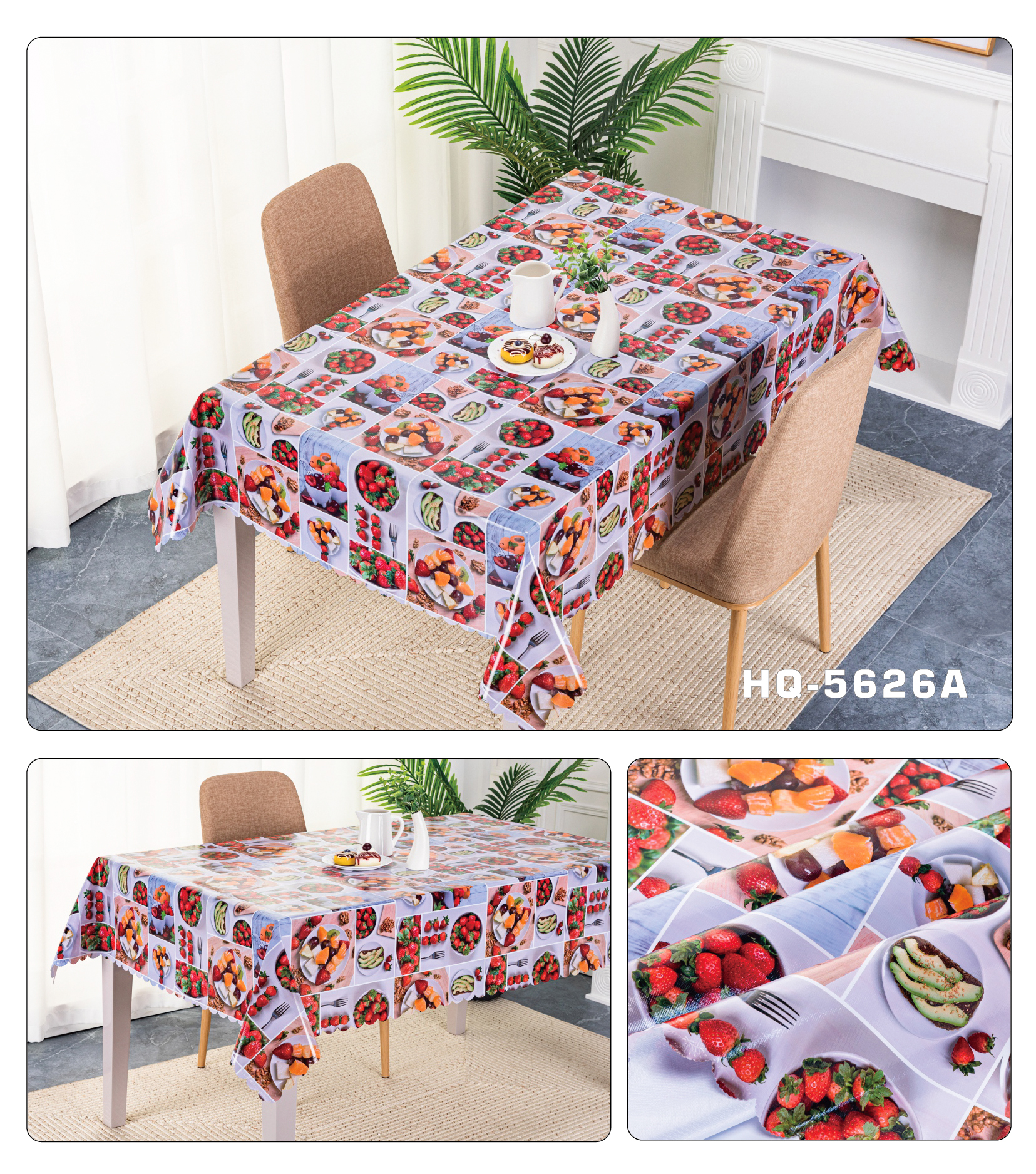 Garden style European style HD PVC printed tablecloth tablecloth high quality three paste waterproof no-wash table cloth wholesale factory direct sales Specification drawing