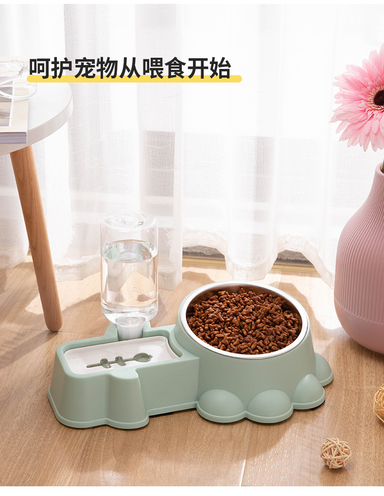 新款宠物双碗不锈钢塑料材质防滑防打翻自动喂水器狗碗猫碗宠物食具详情15