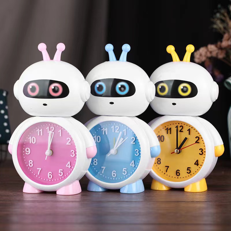 Factory Direct Cartoon Robot Alarm Clock Students Cartoon Alarm Clock Creative Gift Small Clock
