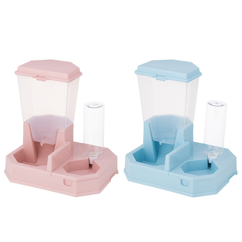 New type of automatic pet feeding and drinking water dispenser, dog and cat food storage bucket, water feeder, anti-slip and anti-knock pet double bowl, pet supplies