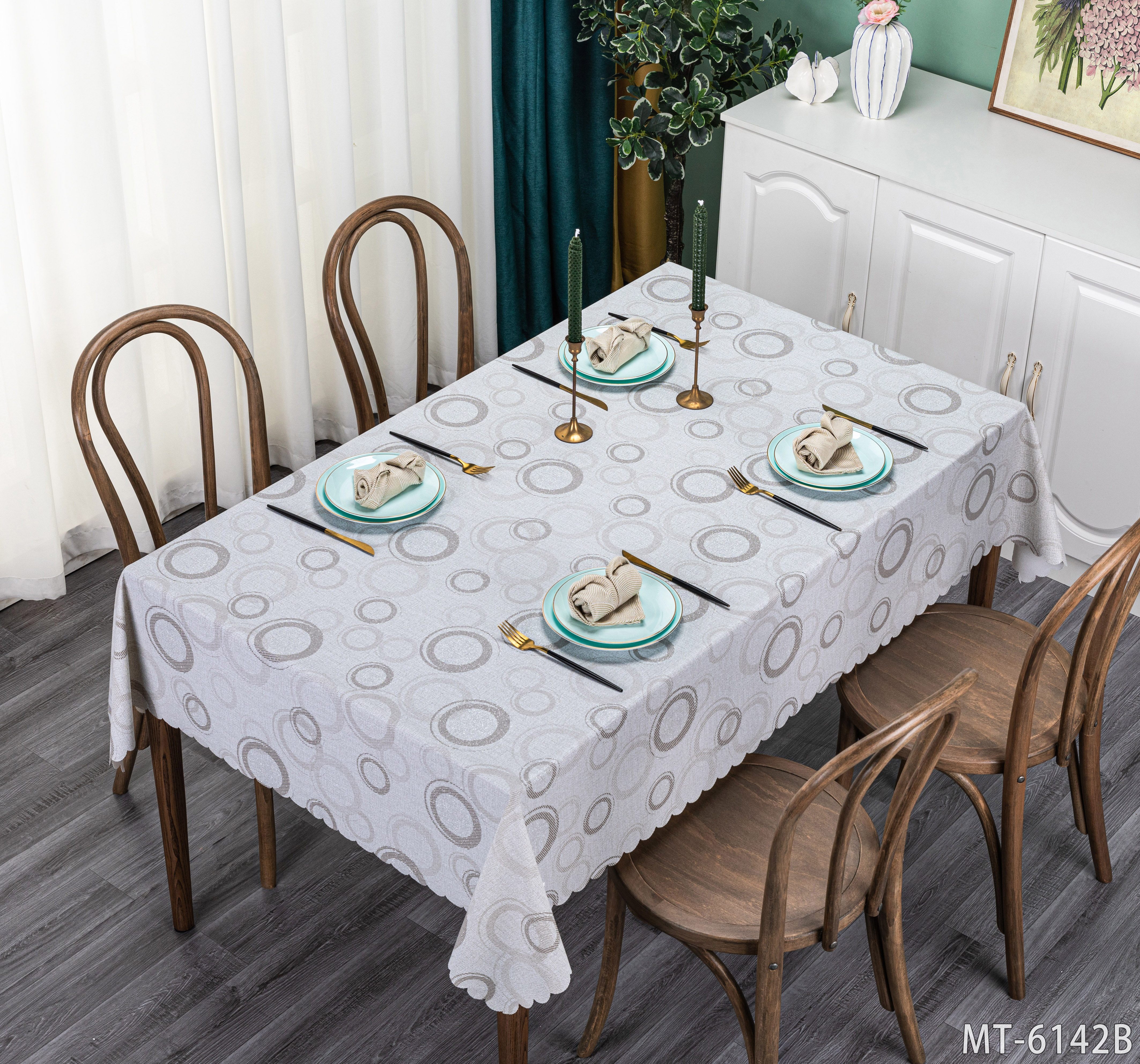 Factory direct PVC printing embossed gold powder flash tablecloth European atmosphere fashion home hotel decoration waterproof no-wash table cloth spot wholesale Item Picture