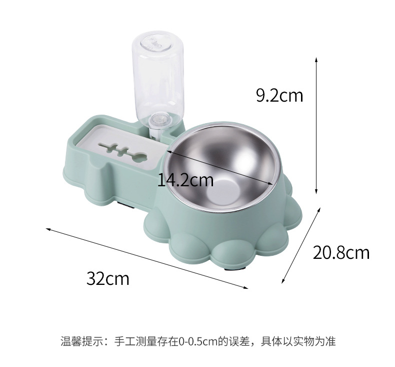 新款宠物双碗不锈钢塑料材质防滑防打翻自动喂水器狗碗猫碗宠物食具详情2