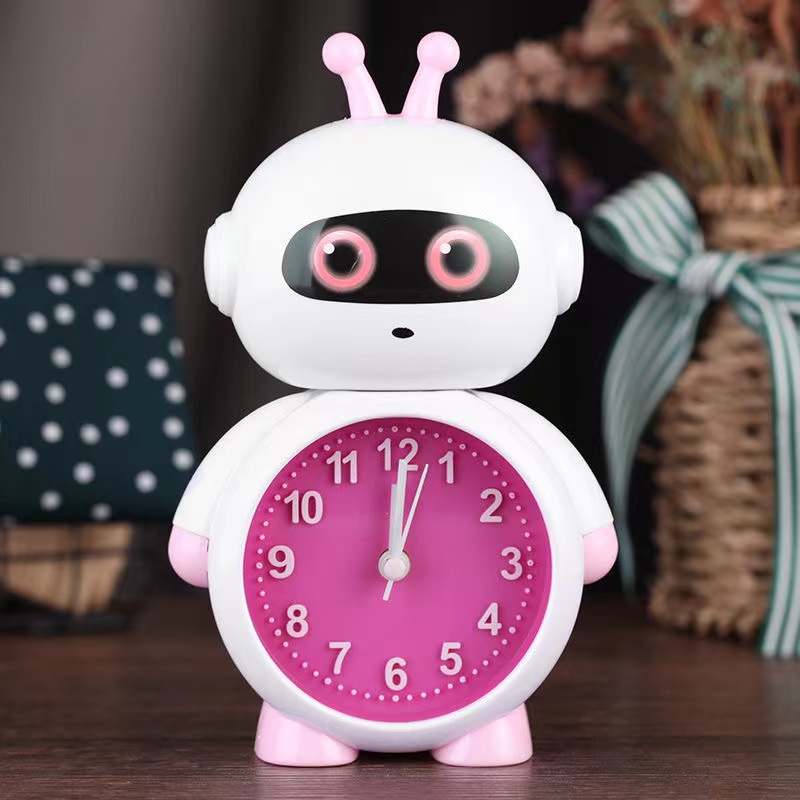Factory Direct Cartoon Robot Alarm Clock Students Cartoon Alarm Clock Creative Gift Small Clock details Picture