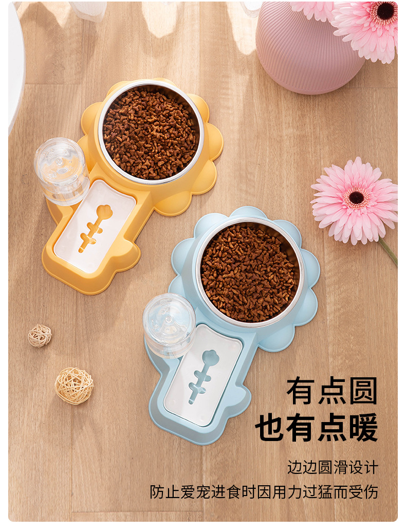 新款宠物双碗不锈钢塑料材质防滑防打翻自动喂水器狗碗猫碗宠物食具详情10
