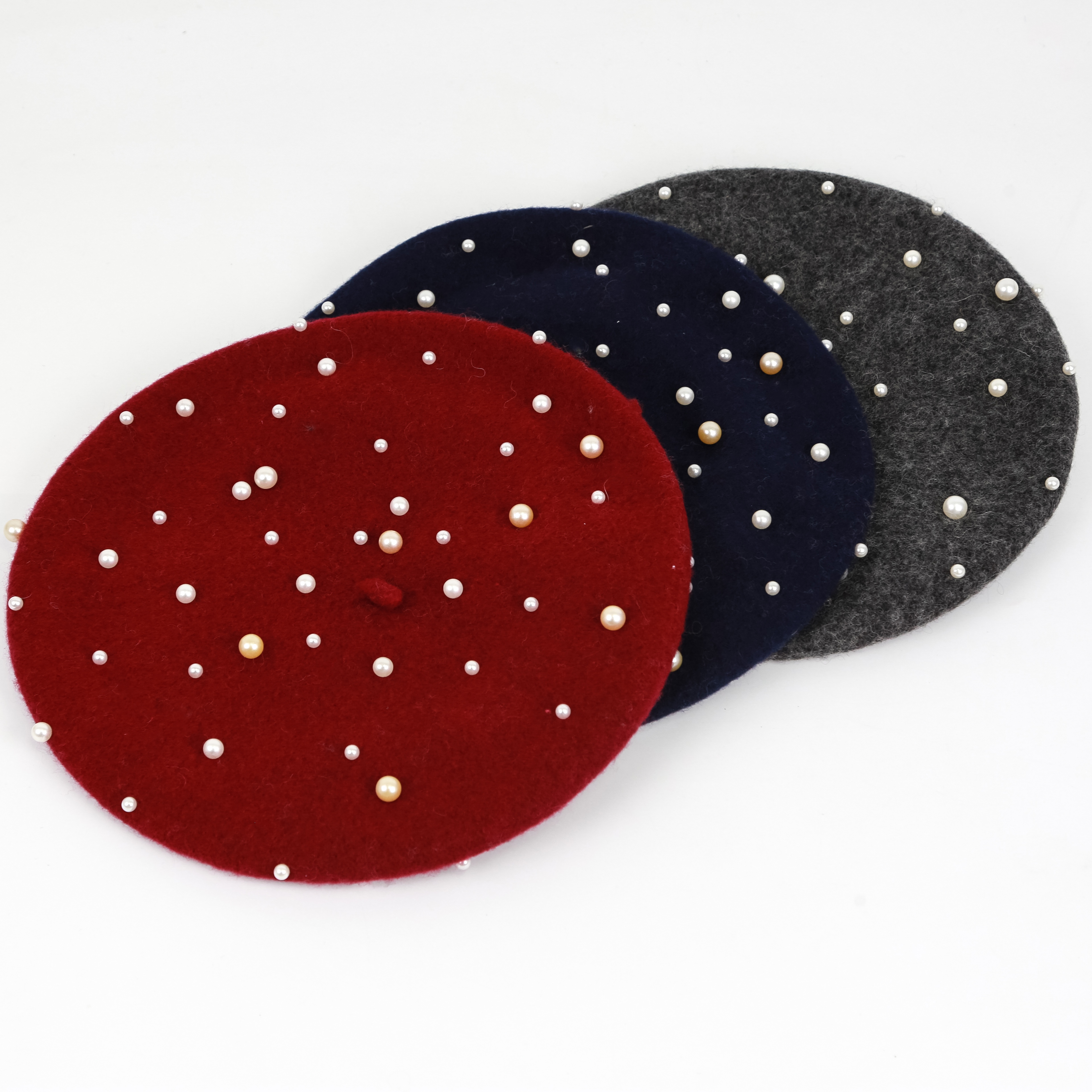 Beret hat woman Autumn winter beaded Korean version bud hat British elegant vintage art dome with painter hat thumbnail