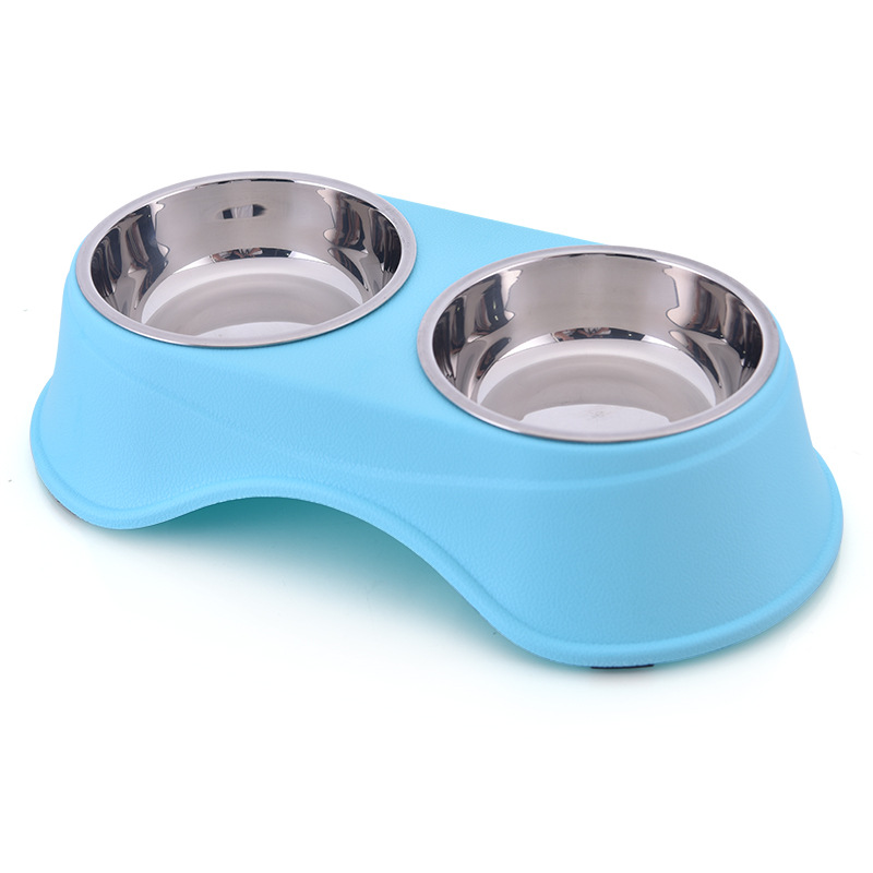 Stainless steel pet bowl, anti-slip and anti-knock, plastic dog bowl, cat bowl, biting resistant, water bowl, food bowl, detachable and washable, single pet bowl details Picture
