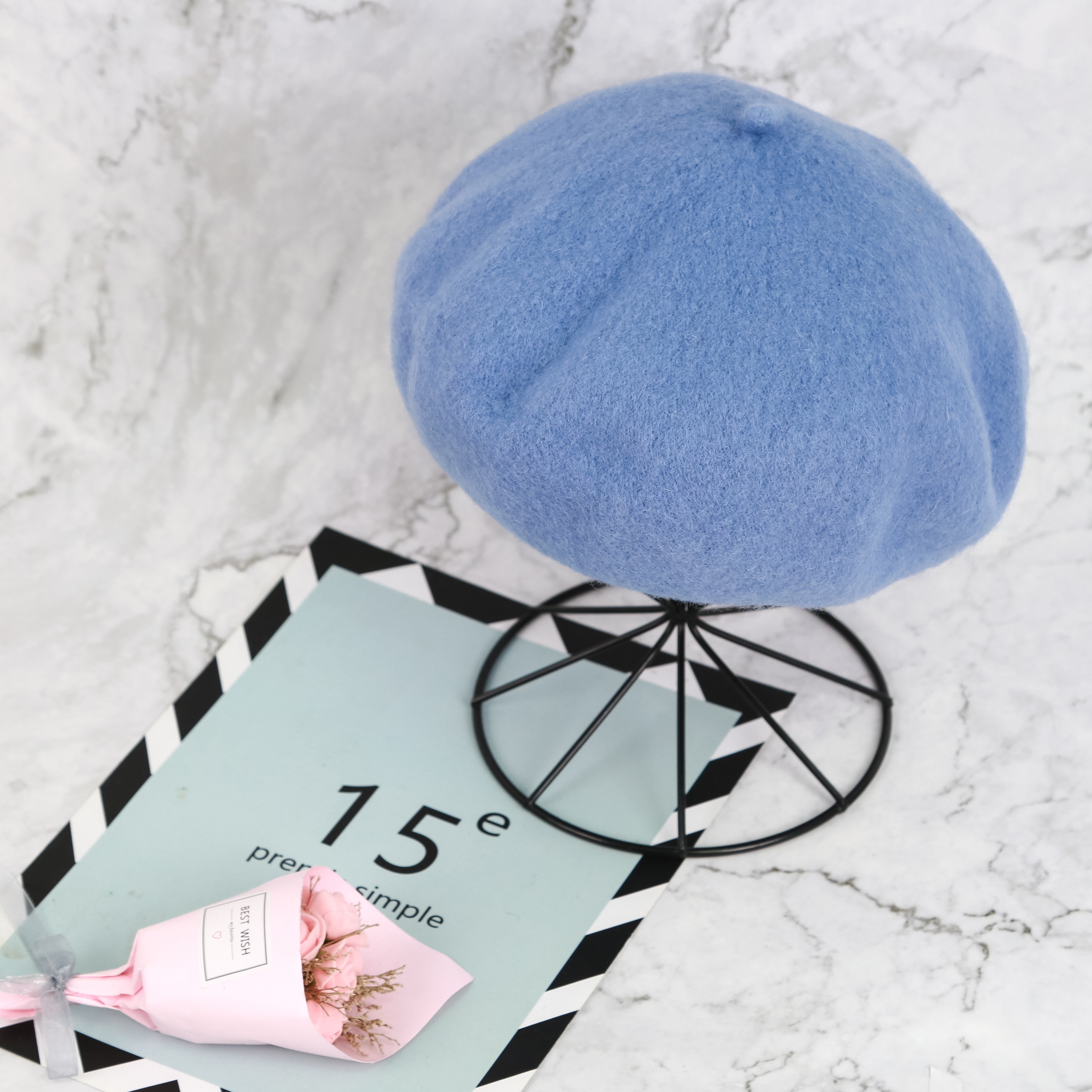 Beret Woman Autumn-Winter Woolen Korean Japanese Transparent Hat British Elegant Retro Art Dome All-Matching Artist Hat Item Picture