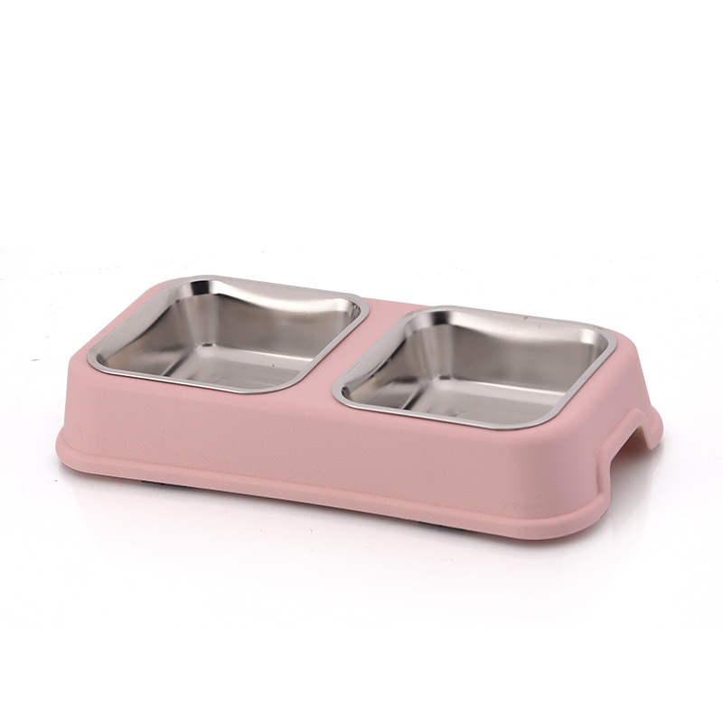 New pet stainless steel double bowls, anti-slip and anti-knock, dog bowls, cat bowls, detachable and washable water bowls, food bowls and pet bowls Application Scenario
