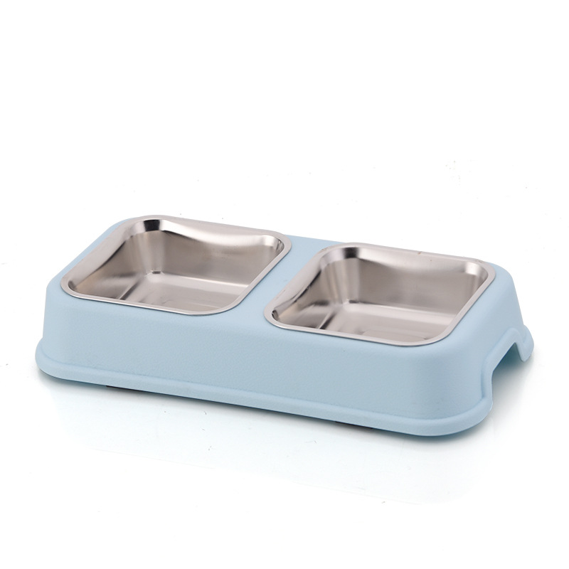 New pet stainless steel double bowls, anti-slip and anti-knock, dog bowls, cat bowls, detachable and washable water bowls, food bowls and pet bowls Specification image