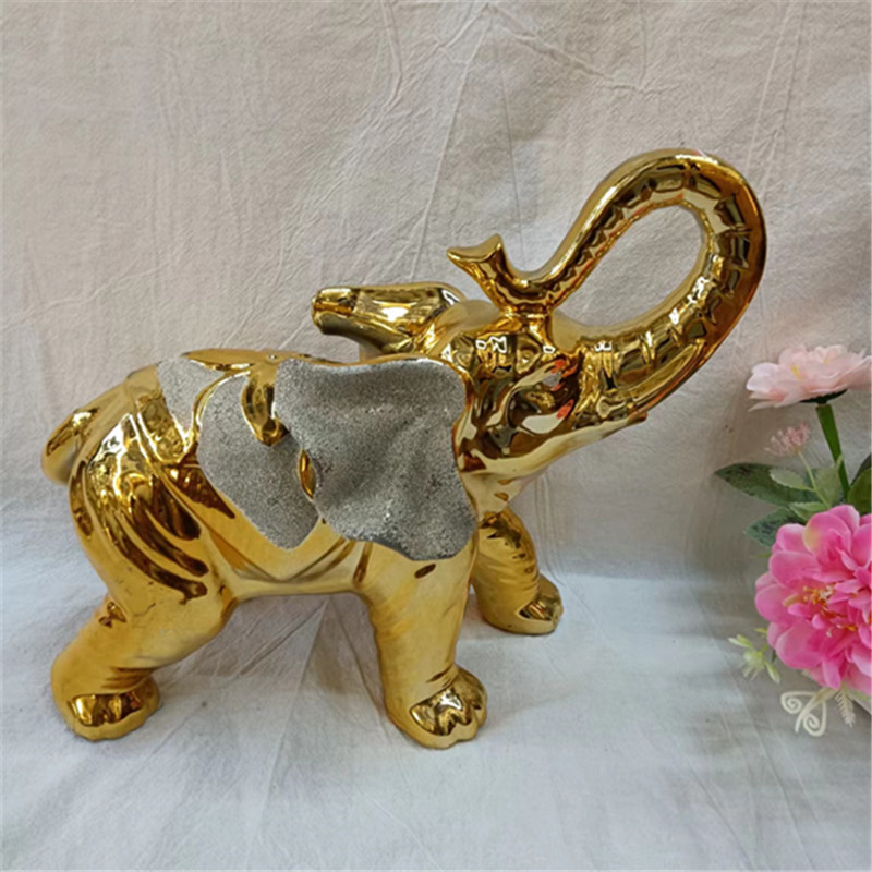 Ceramic decorative animal elephant in gold 889