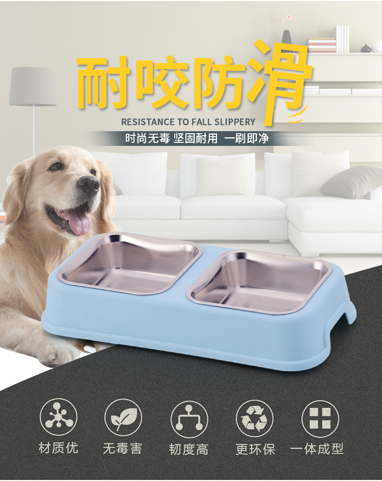 New pet stainless steel double bowls, anti-slip and anti-knock, dog bowls, cat bowls, detachable and washable water bowls, food bowls and pet bowls pic 1