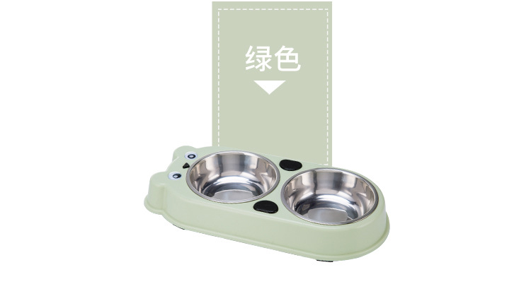 Pet double-bowl stainless steel bowl, bear-shaped dog bowl, cat bowl, anti-tipping and anti-slip, integrated drinking bowl and food basin, pet food utensils pic 5