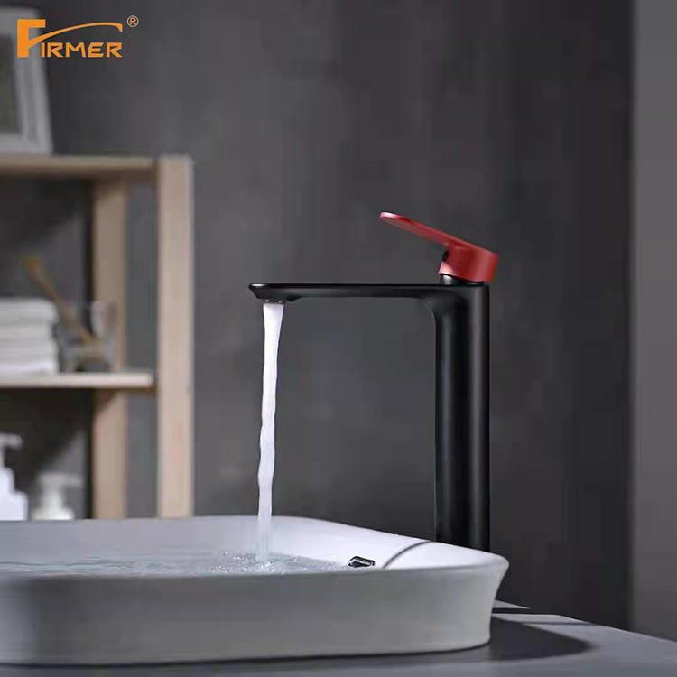 FIRMER 2022 New Luxury Copper Body Black and Red Basin Faucet Shower Mixer Series