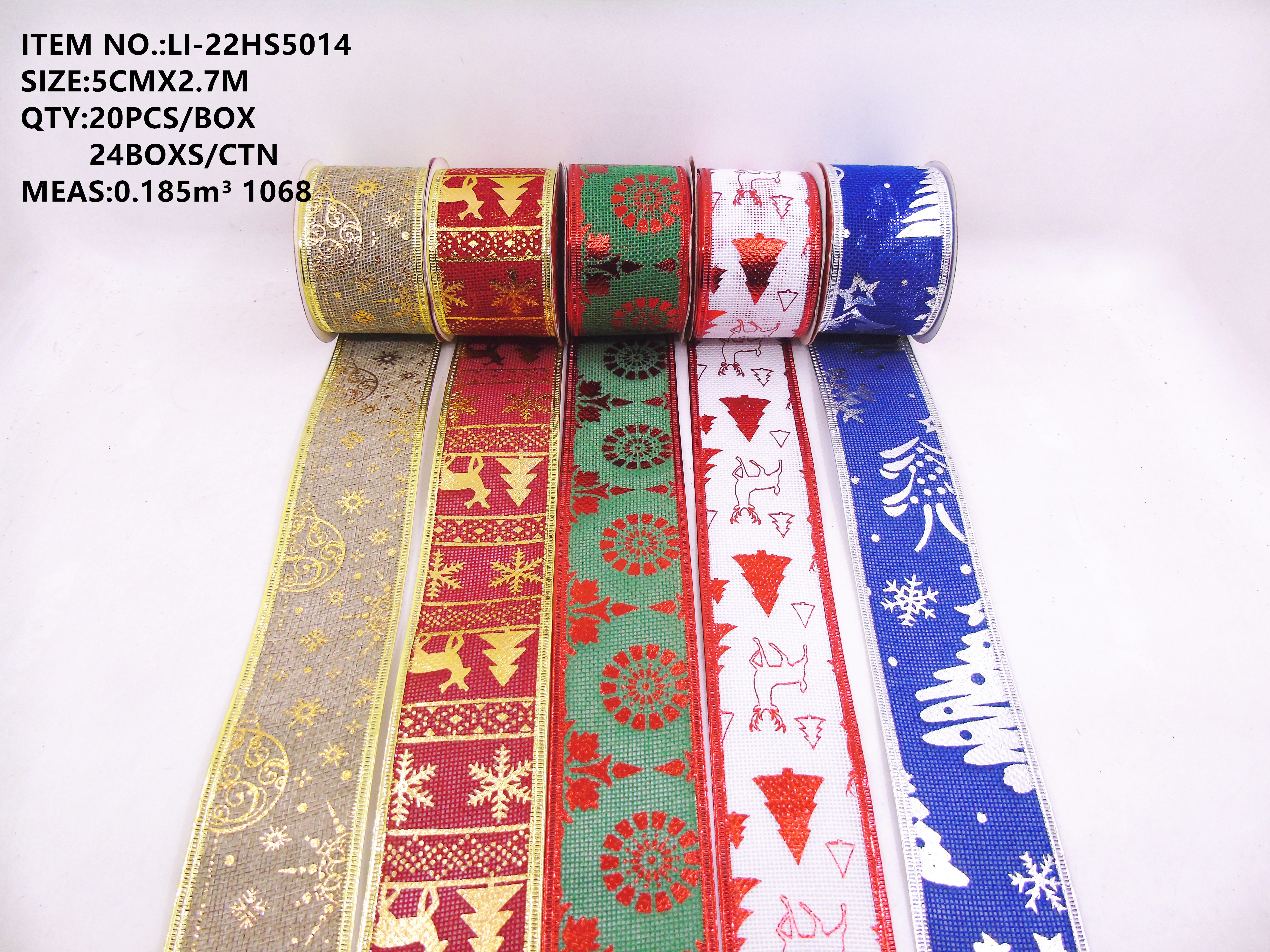 5CM Christmas linen ribbon Gift box 5014 Christmas decorations pic 1