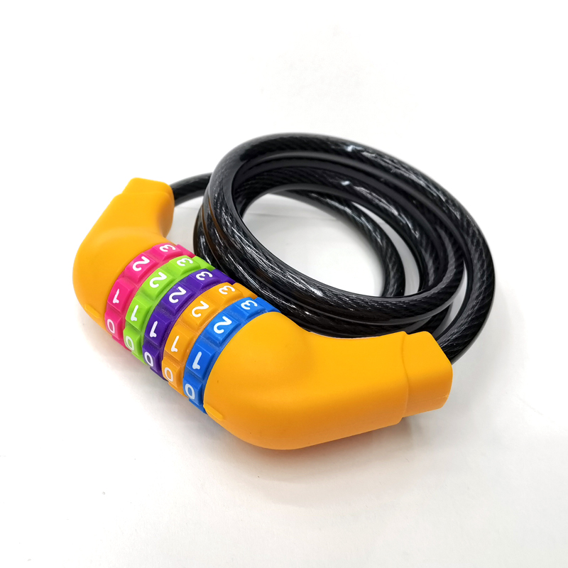 220409 Bicycle five-digit combination lock Mountain bike cable lock Cycling wire lock Rim lock details Picture