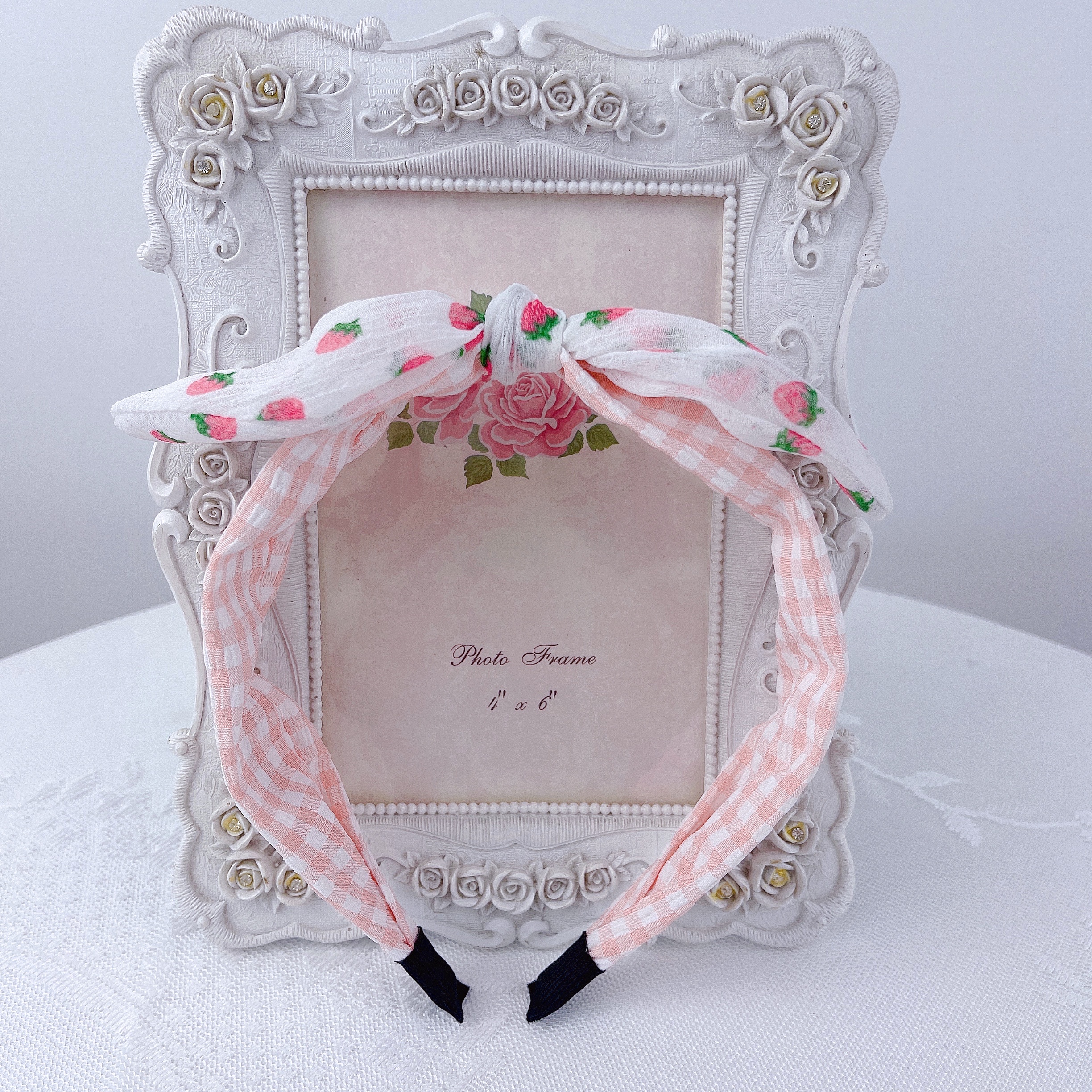 Do Not Wrap Hair Hanfu With Chinese Style Accessories - Small Fresh Plaid - Rabbit Ear Headband details Picture